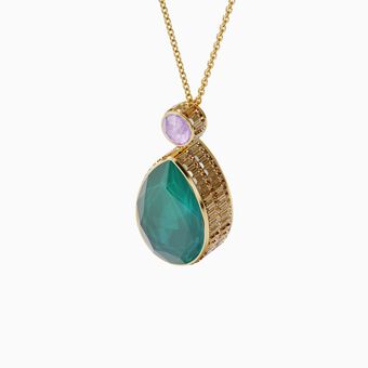 Orbita necklace, Drop cut crystal, Multicolored, Gold-tone plated